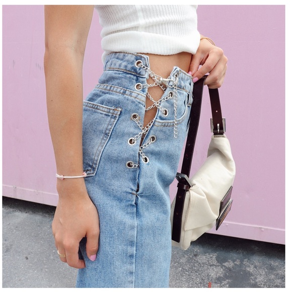 Chain side lace-up jeans - Colorful Natalie - Picture 2 of 6